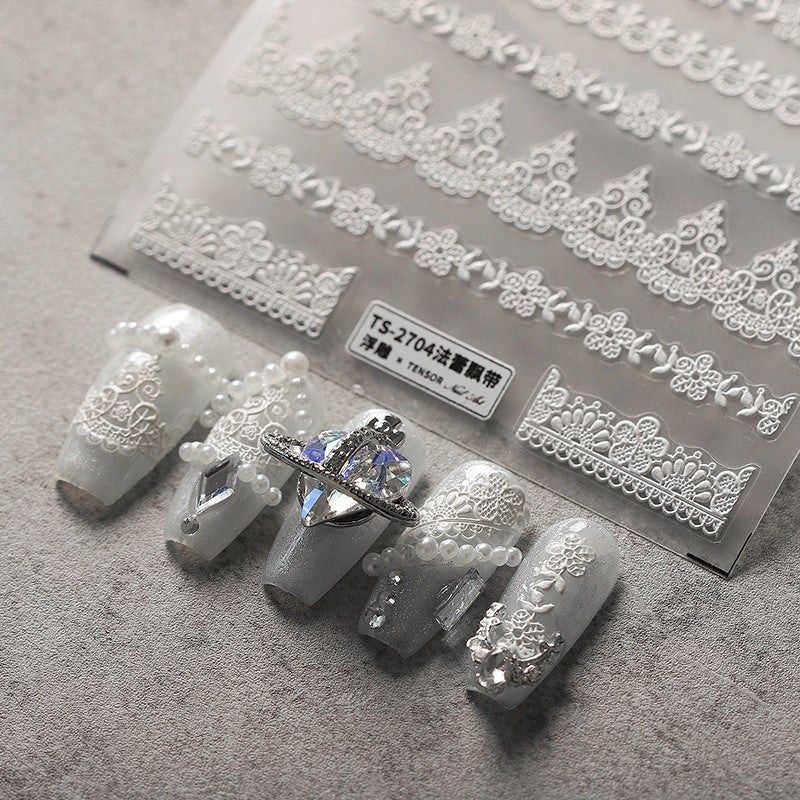 French Lace Ribbon Nail Art Stickers (350) - TensorNailArt