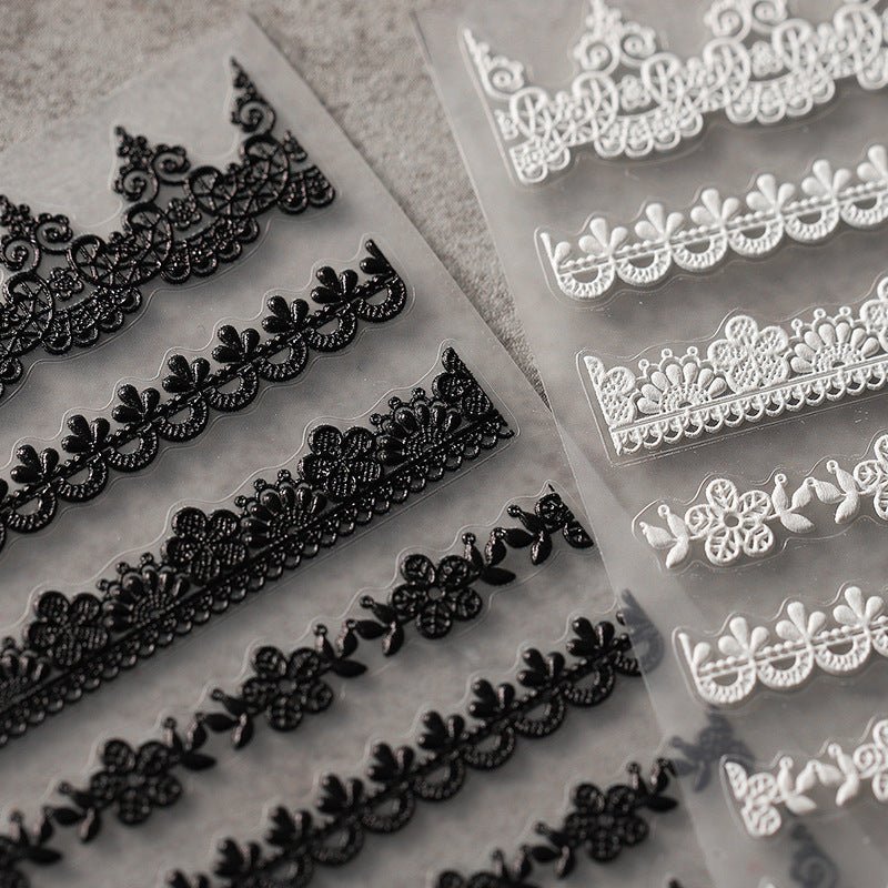 French Lace Ribbon Nail Art Stickers (350) - TensorNailArt