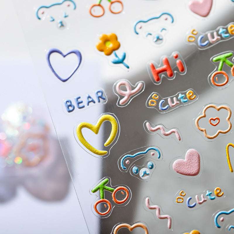 cute bear nail art for diy manicue