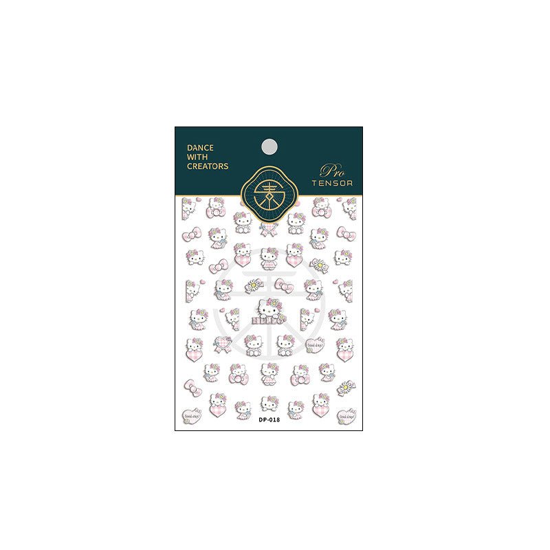 5D Leopard Hello kitty Nail Sticker, Cartoon Kitty Meow Nail Art Stickers (04) - TensorNailArt