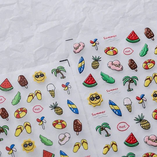 Ice Cream & Sunglasses Nail Stickers