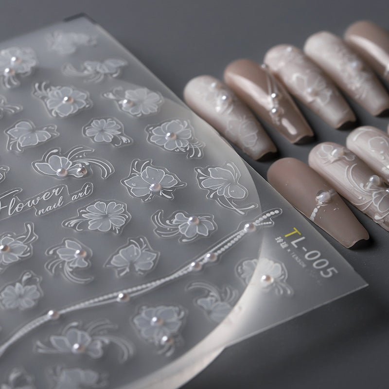 Pearl Flower Nail Stickers