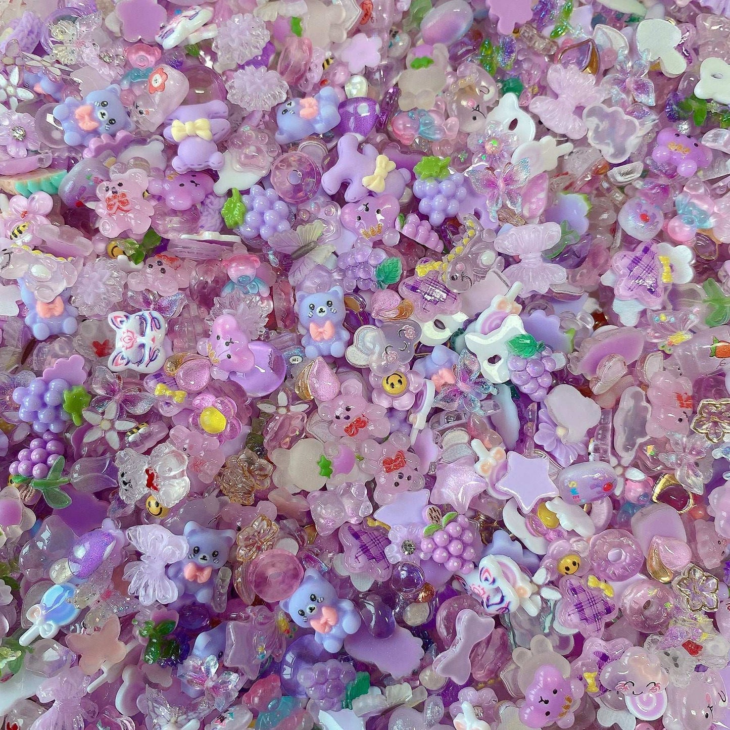 Purple Cartoon Mix Resin Nail Charms, Resin Charms for Acrylic Nail Decoration DIY Crafts - TensorNailArt