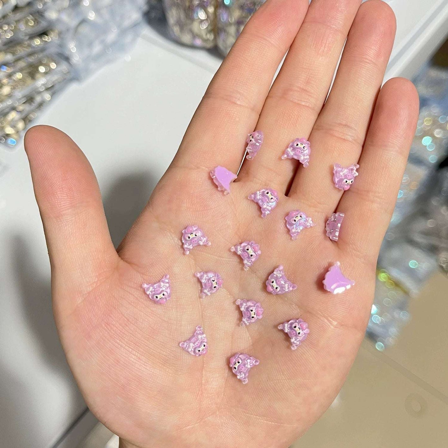 Purple Cartoon Mix Resin Nail Charms, Resin Charms for Acrylic Nail Decoration DIY Crafts - TensorNailArt