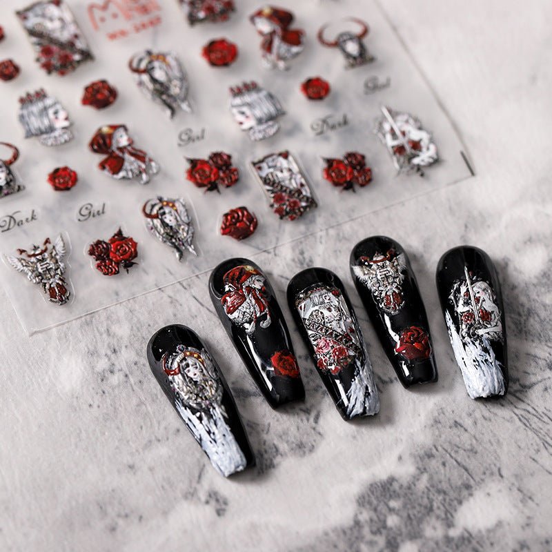 Rose Dark Girl Nail Art Stickers (387) - TensorNailArt