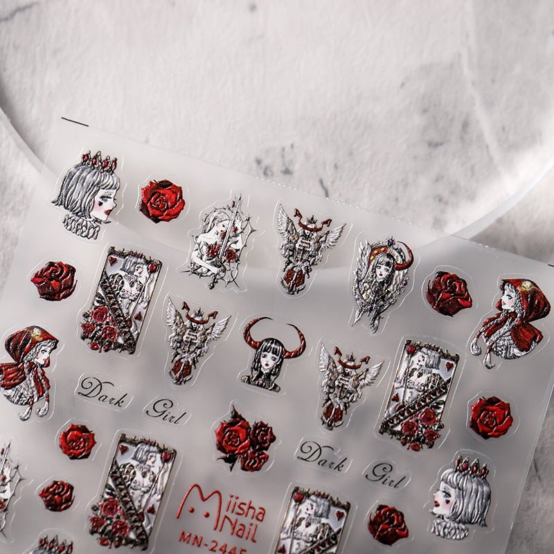 Rose Dark Girl Nail Art Stickers (387) - TensorNailArt