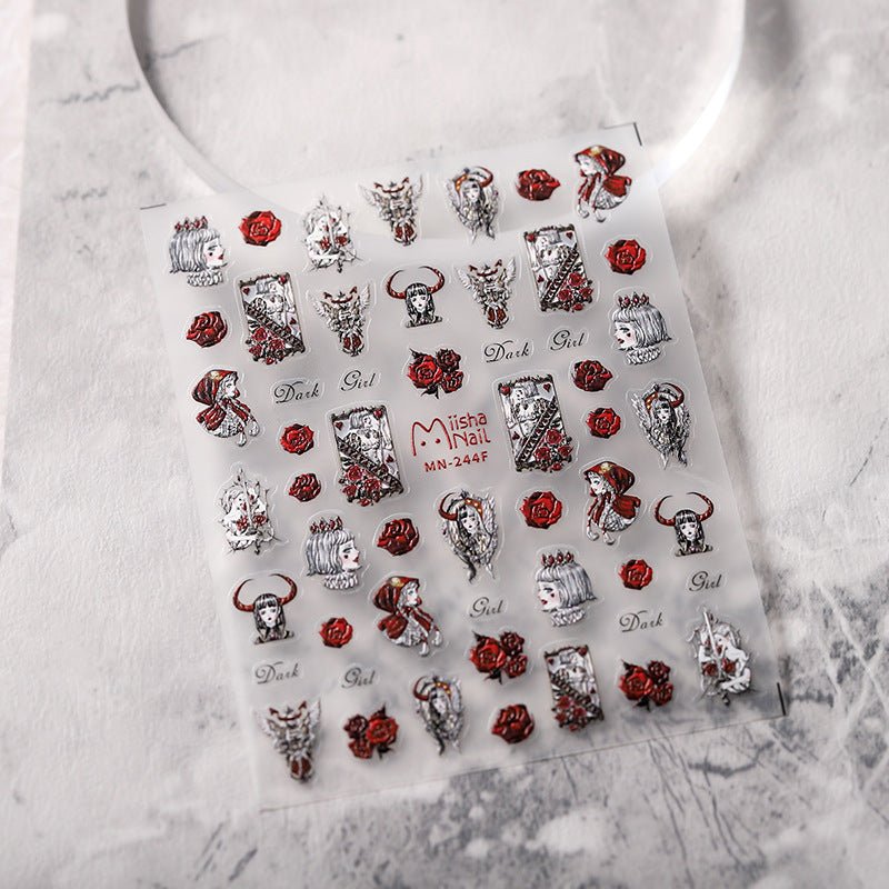 Rose Dark Girl Nail Art Stickers (387) - TensorNailArt