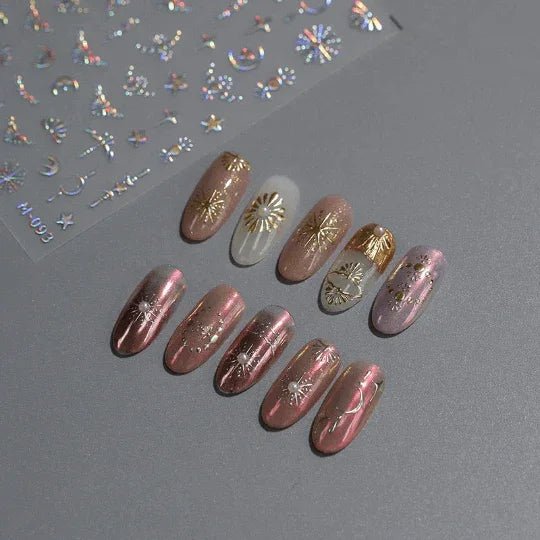 Silver Star Nail Decals