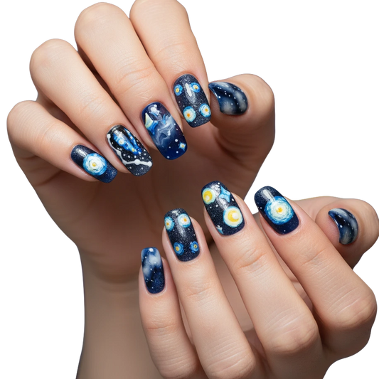 galaxy-themed nail art