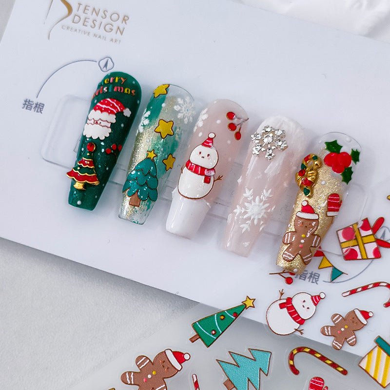 Winter Christmas Nail Art Stickers, Santa Claus, Gingerbread Man Nail Stickers (377) - TensorNailArt