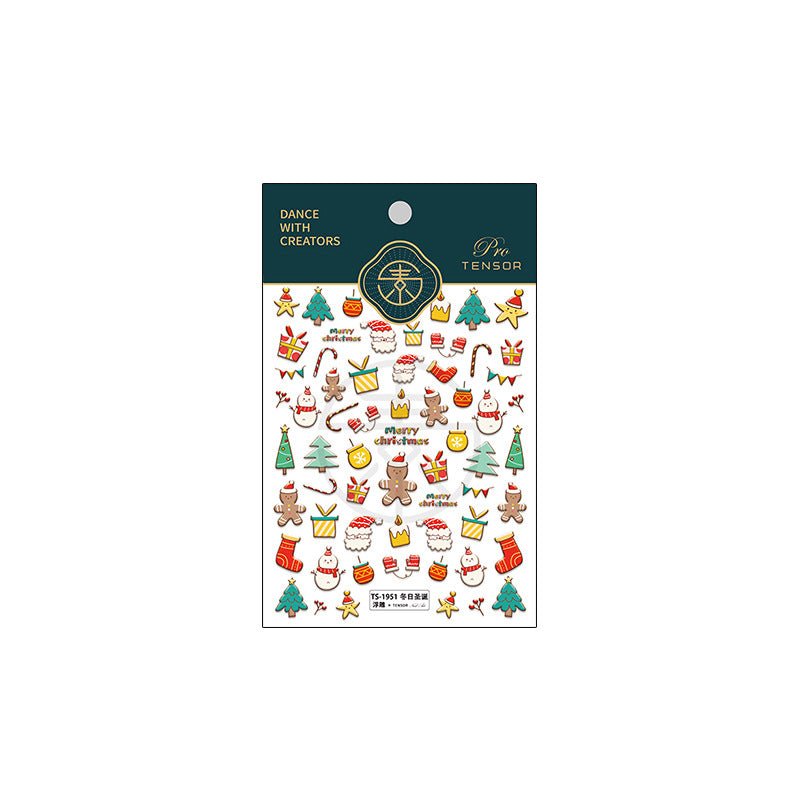 Winter Christmas Nail Art Stickers, Santa Claus, Gingerbread Man Nail Stickers (377) - TensorNailArt