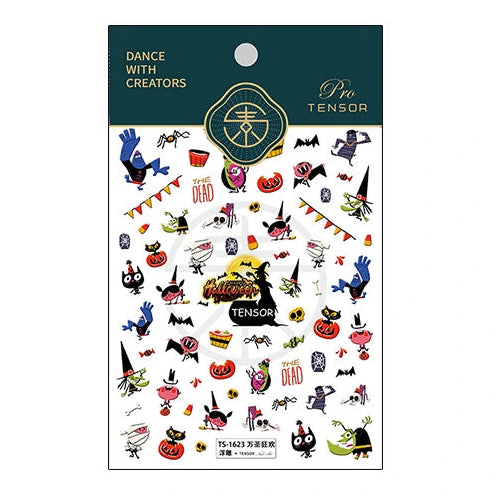 Witch and bat nail stickers
