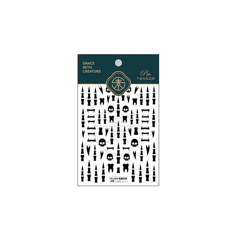 black skull bone nail stickers
