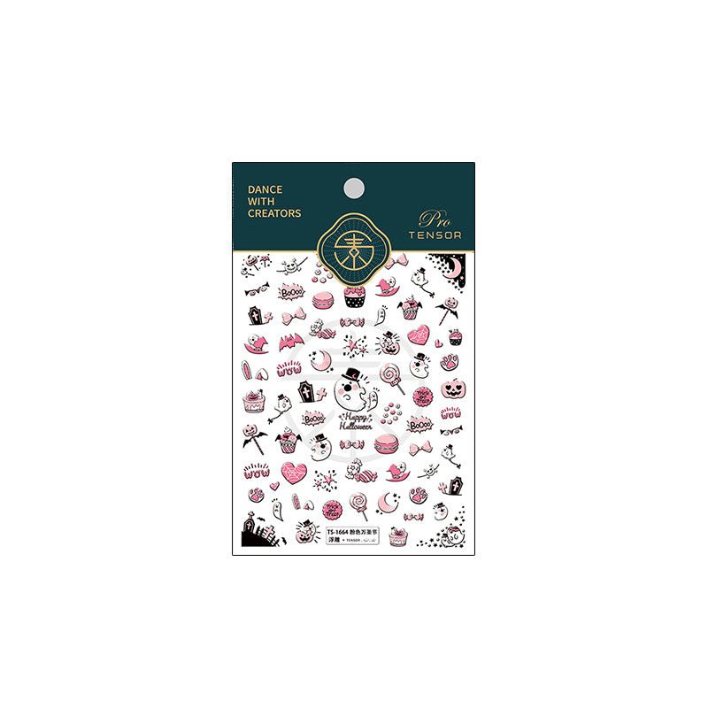 pink halloween nail decals