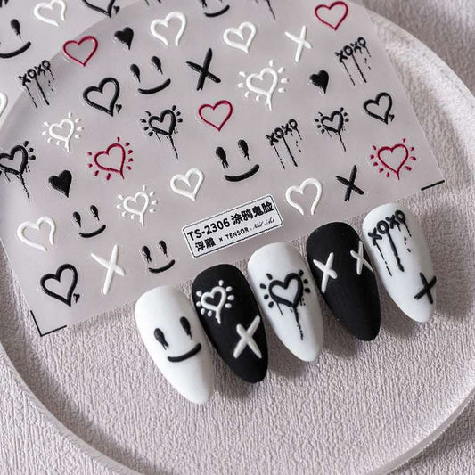5D Graffiti Grimace Nail Art Decals, Emoji Nail Stickers, Embossing Nail Art (101) - TensorNailArt