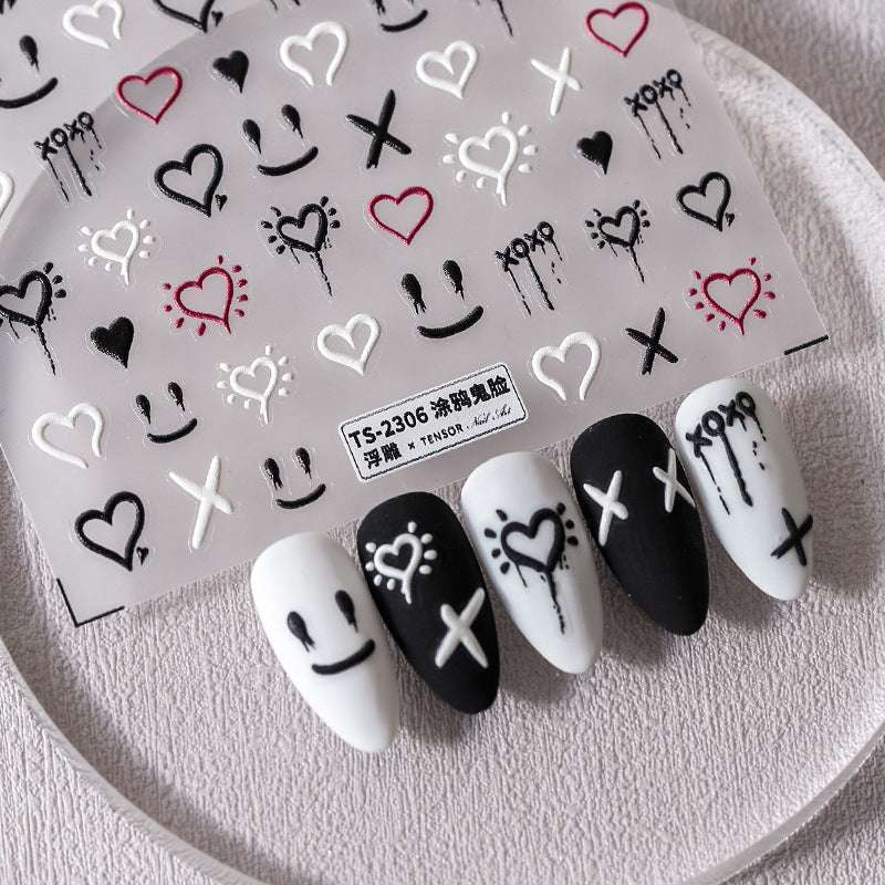 5D Graffiti Grimace Nail Art Decals, Emoji Nail Stickers, Embossing Nail Art (101) - TensorNailArt