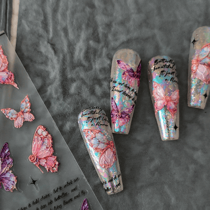 Pink Butterfly Nail Decals