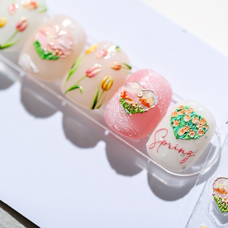 5D Tulip Nail Decal, Flowers Field Nail Decals, DIY Nails, Embossed Nail Stickers (113) - TensorNailArt