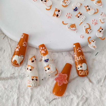 5D Cute Cat Nail Stickers, Cartoon Nail Decals, Animal Nail Stickers, Kawaii Nail Decals (115) - TensorNailArt