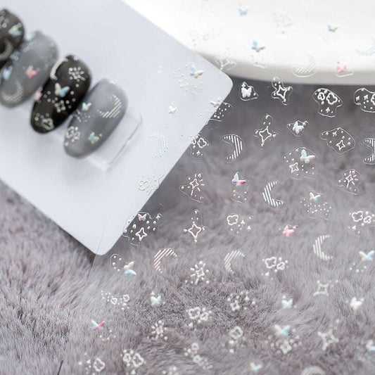 5D Star And Moon Nail Stickers, Self - Adhesive Nail Stickers (142) - TensorNailArt