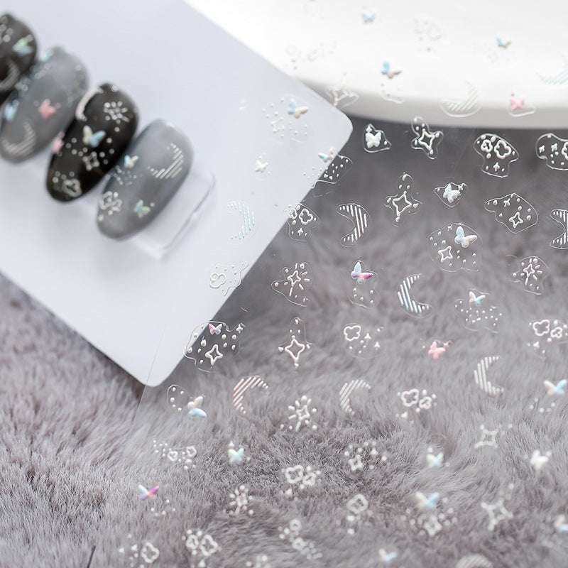 5D Star And Moon Nail Stickers, Self - Adhesive Nail Stickers (142) - TensorNailArt