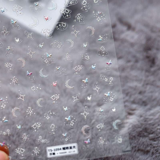 5D Star And Moon Nail Stickers, Self - Adhesive Nail Stickers (142) - TensorNailArt