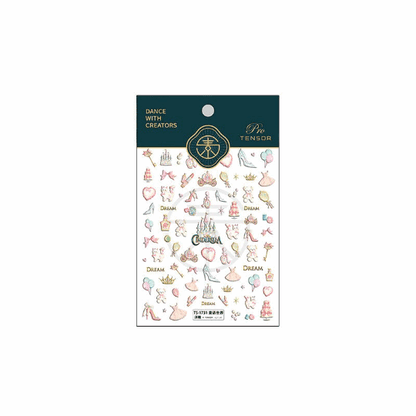 5D Fairy Tale World Nail Decal, Castle Nail Decals, Spring Embossed Nail Stickers (164) - TensorNailArt