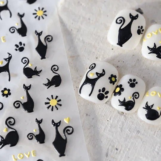 black cat stickers for nails