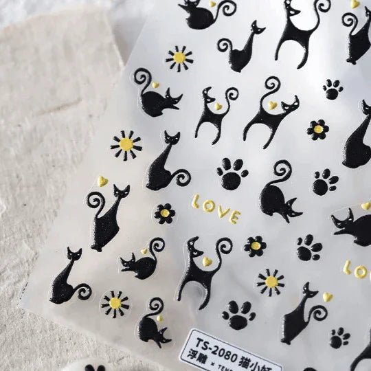 black cat nail stickers