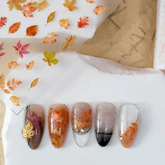 Maple Leaf Nail Stickers, Leaves Nail Decals, Nail Stickers, Nail Decal Art, DIY Nail (186) - TensorNailArt