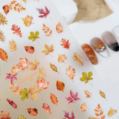 Maple Leaf Nail Stickers, Leaves Nail Decals, Nail Stickers, Nail Decal Art, DIY Nail (186) - TensorNailArt
