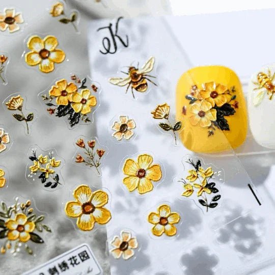 Floral Sticker nail art 