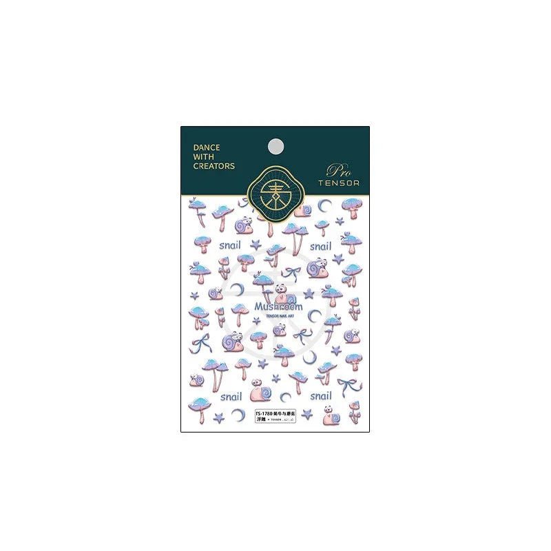 5D Snail & Mushroom Nail Art Stickers (227） - TensorNailArt
