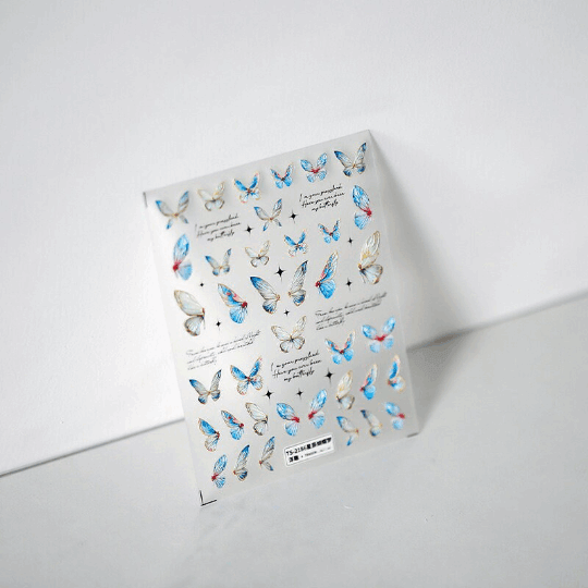 5D Blue Butterfly Nail Stickers