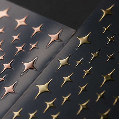 Gold & Silver Star Nails Art Stickers, Rose Gold Nail Stickers (234） - TensorNailArt