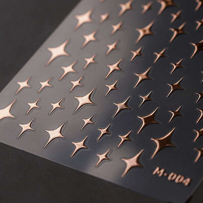 Gold & Silver Star Nails Art Stickers, Rose Gold Nail Stickers (234） - TensorNailArt