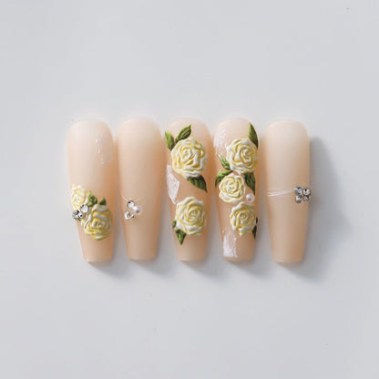 Embossed Rose Nail Design