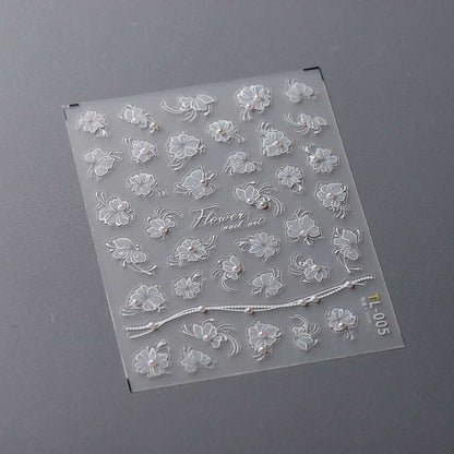 5D Pearl Nail Decals, Pearl Flowers Nail Stickers, DIY Decals Art (302) - TensorNailArt