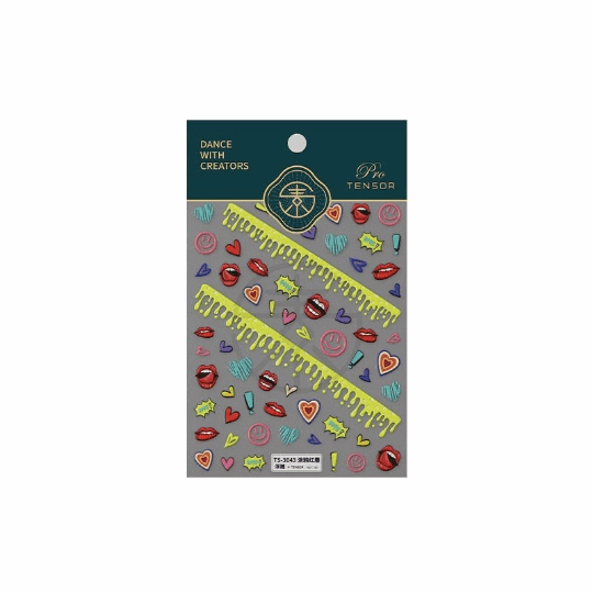 5D Graffiti Happy Face Nail Stickers, Mouth Embossing Nail Art (306) - TensorNailArt