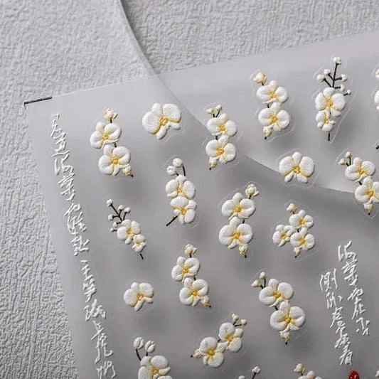 5D Malus Spectabilis Flowers Nail Stickers, Yellow Flower Nail Art Decal (348) - TensorNailArt