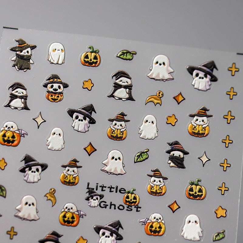Halloween 5D Nail Stickers: Little Ghosts Sticker, Witches, (352） - TensorNailArt