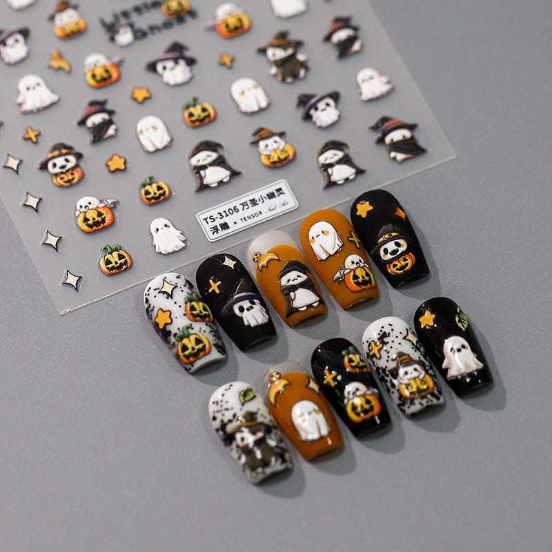Halloween 5D Nail Stickers: Little Ghosts Sticker, Witches, (352） - TensorNailArt