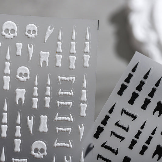 Halloween 5D Nail Stickers: Skeleton Sticker, Vampire Teeth (354)