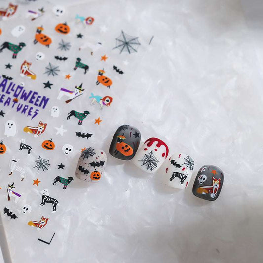 Happy Halloween Theme Sticker, Ghost, Spider Web, Pumpkin Nail Decal,