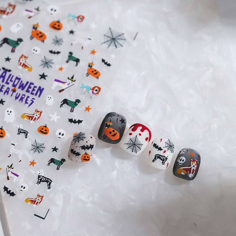 Nail Stickers: Happy Halloween Theme Sticker, Ghost, Spider Web, Pumpkin Nail Decal, Bat Nail Art Stickers (366) - TensorNailArt