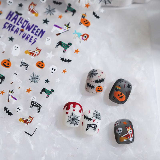 Nail Stickers: Happy Halloween Theme Sticker, Ghost, Spider Web, Pumpkin Nail Decal, Bat Nail Art Stickers (366)
