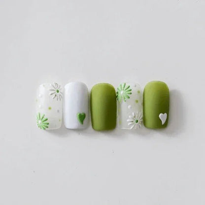 5D Daisy Nail Stickers,  Green and White Daisy Nails Art Decal (37)