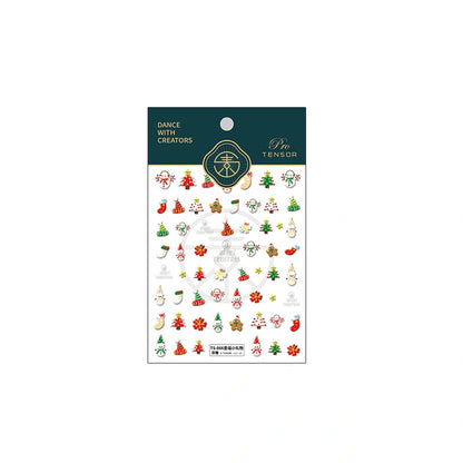 Pack of Tensor -Christmas Tree and snowman Man themed nail stickers 