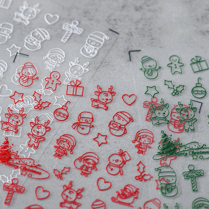 Christmas nail sticker sheets with Santa, snowman and gift designs – holiday nail art decals
