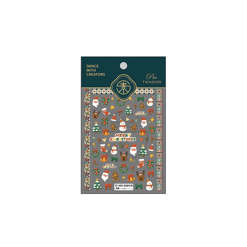 Christmas nail sticker set packaging – festive holiday nail art decals
